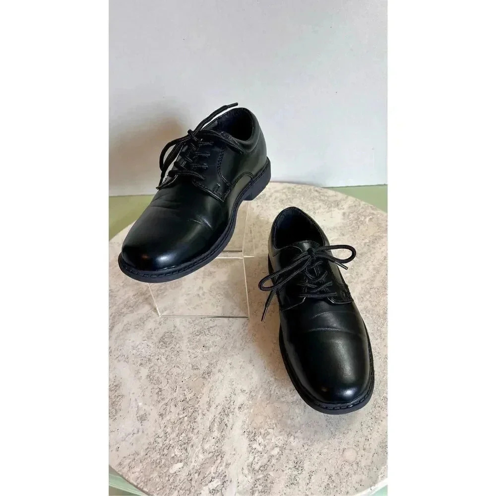 Stacy Adams Boys Black‎ Faux Leather Austin Uniform Oxford Dress Shoes Size 13M